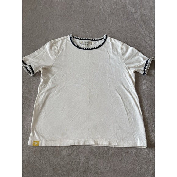 Rosenthal Tops - Kerri Rosenthal‎ Women's Medium Sally Ringer Tee Crochet 100% Cotton Shirt White